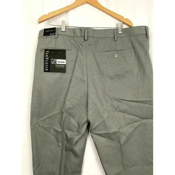 Perry Ellis Straight Dress Pants 42x32 Gray Flat Front NWT Flex Waistband - Picture 10 of 13